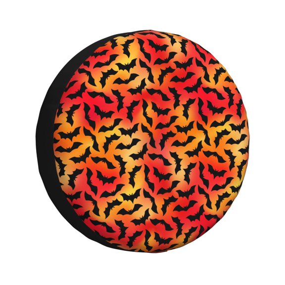 Rv Spare Tire Cover 16 inch - Flying Black Bat Tire Covers for Trailers, Adjustable Camper Spare Tire Cover