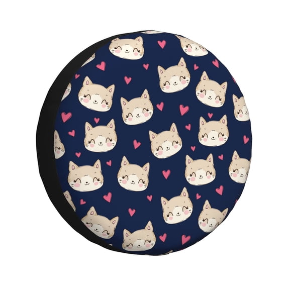 Rv Spare Tire Cover 16 inch - Glamorous Cartoon Cat Heart Tire Covers for Trailers, Adjustable Camper Spare Tire Cover
