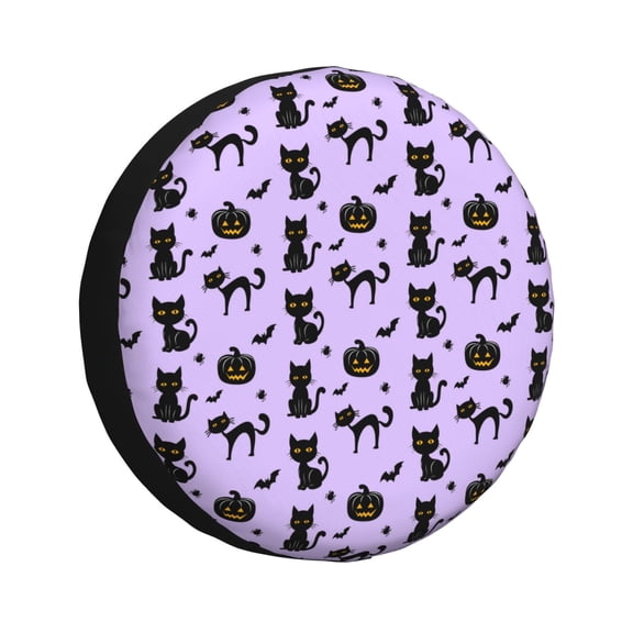 Rv Spare Tire Cover 16 inch - Halloween bats pumpkin spider purple Tire Covers for Trailers, Adjustable Camper Spare Tire Cover