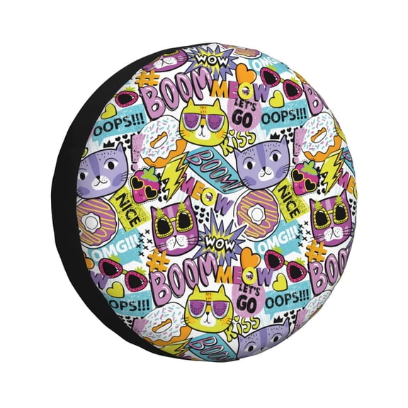 Rv Spare Tire Cover 16 inch - Modern Abstract Glasses Cat Tire Covers for Trailers, Adjustable Camper Spare Tire Cover