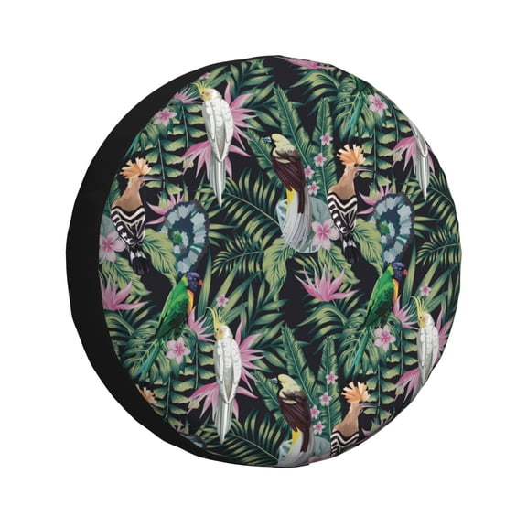 Rv Spare Tire Cover 16 inch - Modern Cute Parrot Plant Tire Covers for Trailers, Adjustable Camper Spare Tire Cover