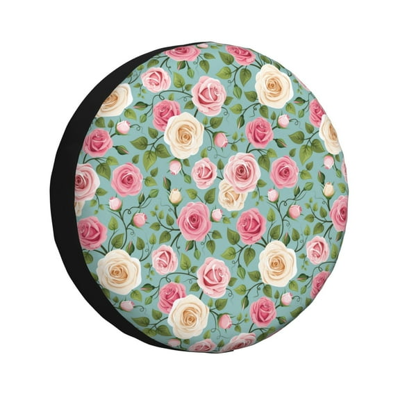 Rv Spare Tire Cover 16 inch - Rose Flowers Temg Tire Covers for Trailers, Adjustable Camper Spare Tire Cover