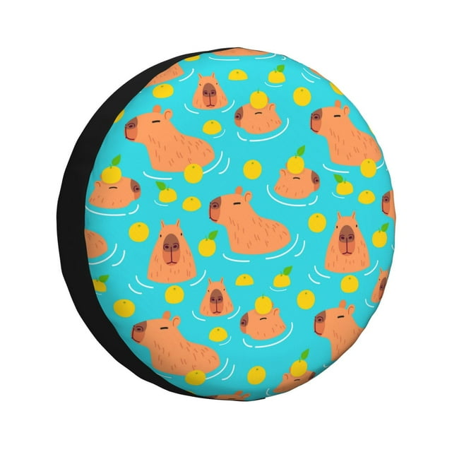 Rv Spare Tire Cover 16 inch Swim Capybaras Orange Tire Covers for