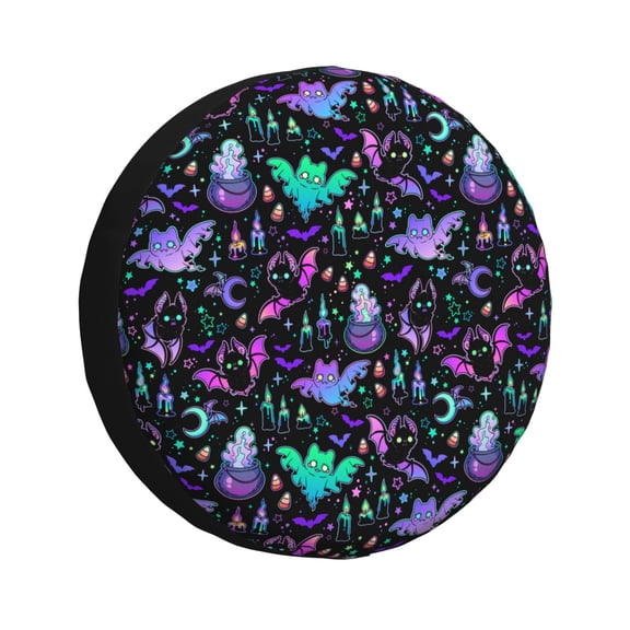 Rv Spare Tire Cover 16 inch - cartoon bat halloween Tire Covers for Trailers, Adjustable Camper Spare Tire Cover