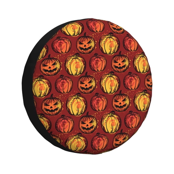 Rv Spare Tire Cover 16 inch - pumpkin halloween background Tire Covers for Trailers, Adjustable Camper Spare Tire Cover