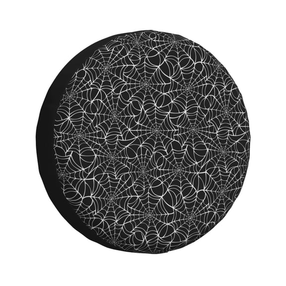 Rv Spare Tire Cover 16 inch - white spider web cobweb black Tire Covers for Trailers, Adjustable Camper Spare Tire Cover