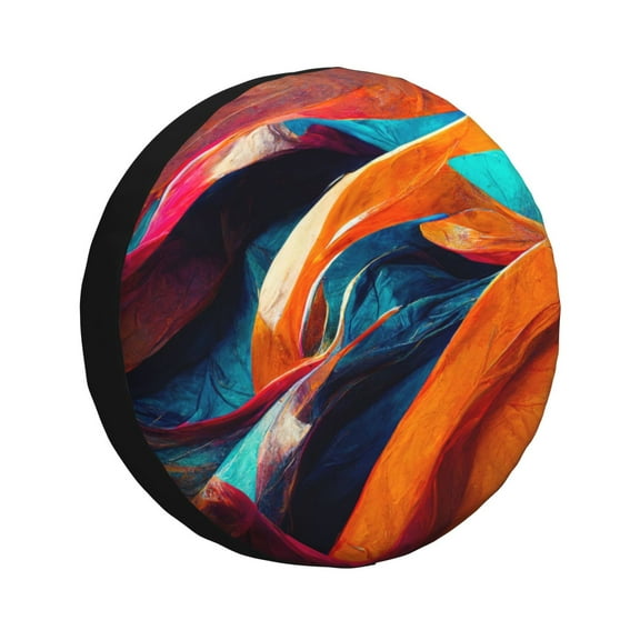 Rv Spare Tire Cover 17 inch - Abstract Fabric Color Waves Tire Covers for Trailers, Adjustable Camper Spare Tire Cover