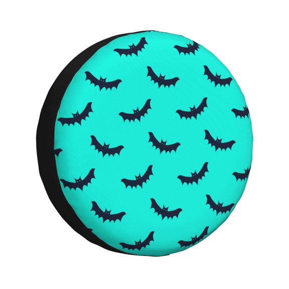Rv Spare Tire Cover 17 inch - Bat halloween ghost green Tire Covers for Trailers, Adjustable Camper Spare Tire Cover