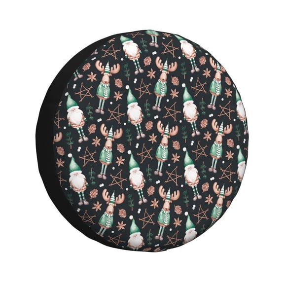 Rv Spare Tire Cover 17 inch - Christmas cute deer old man Tire Covers for Trailers, Adjustable Camper Spare Tire Cover