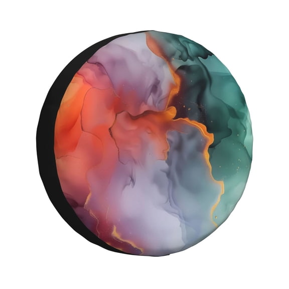 Rv Spare Tire Cover 17 inch - Colorful Abstract Waves Tire Covers for Trailers, Adjustable Camper Spare Tire Cover