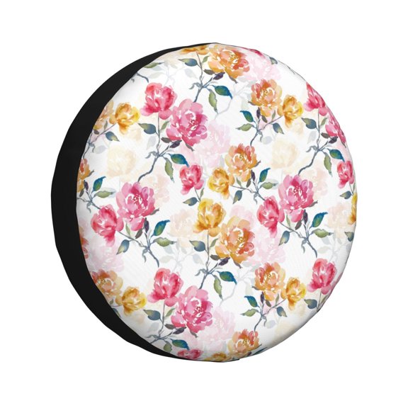Rv Spare Tire Cover 17 inch - Colorful Flowers d Tire Covers for Trailers, Adjustable Camper Spare Tire Cover