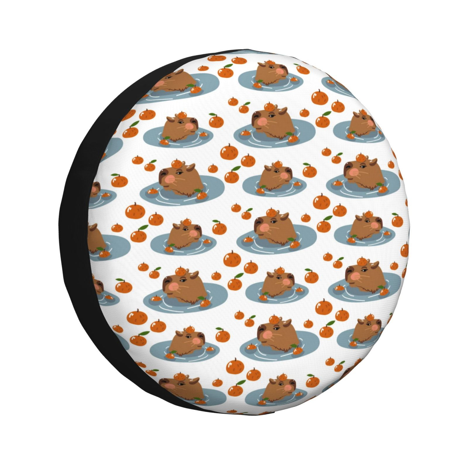 Rv Spare Tire Cover 17 inch Cute Capybaras Orange Tire Covers for