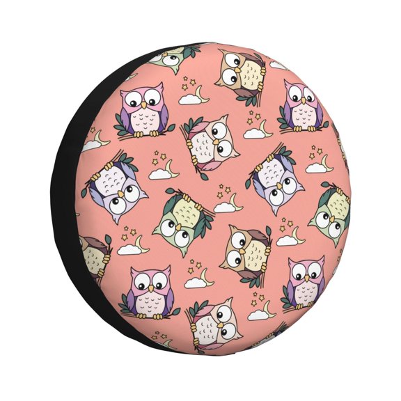 Rv Spare Tire Cover 17 inch - Cute Star Moon Owl Tire Covers for Trailers, Adjustable Camper Spare Tire Cover