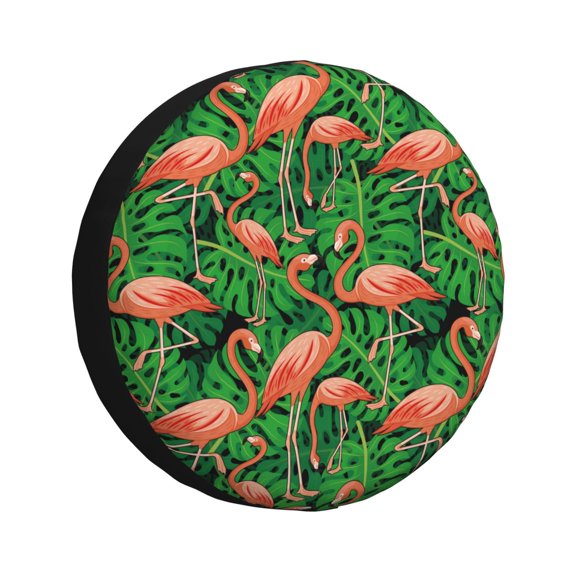 Rv Spare Tire Cover 17 inch - Flamingo D Tire Covers for Trailers, Adjustable Camper Spare Tire Cover