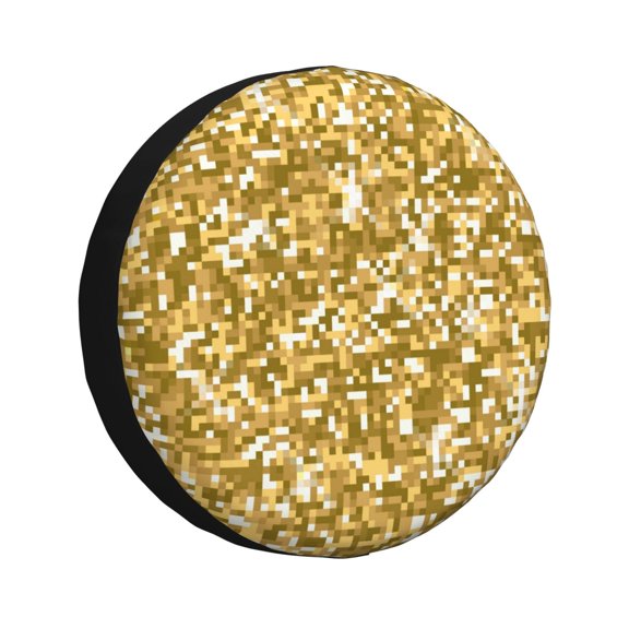 Rv Spare Tire Cover 17 inch - Glitter Gold Tire Covers for Trailers, Adjustable Camper Spare Tire Cover