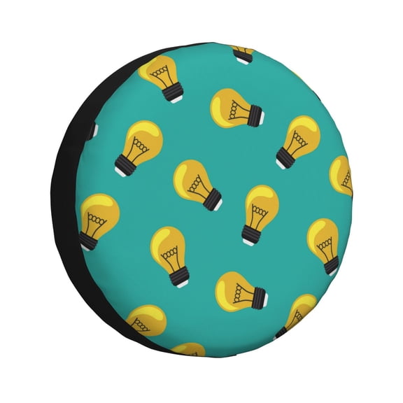 Rv Spare Tire Cover 17 inch - Light Bulb Pattern modern Tire Covers for Trailers, Adjustable Camper Spare Tire Cover