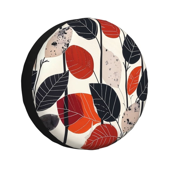 Rv Spare Tire Cover 17 inch - Modern Abstract Leaf Pattern Tire Covers for Trailers, Adjustable Camper Spare Tire Cover