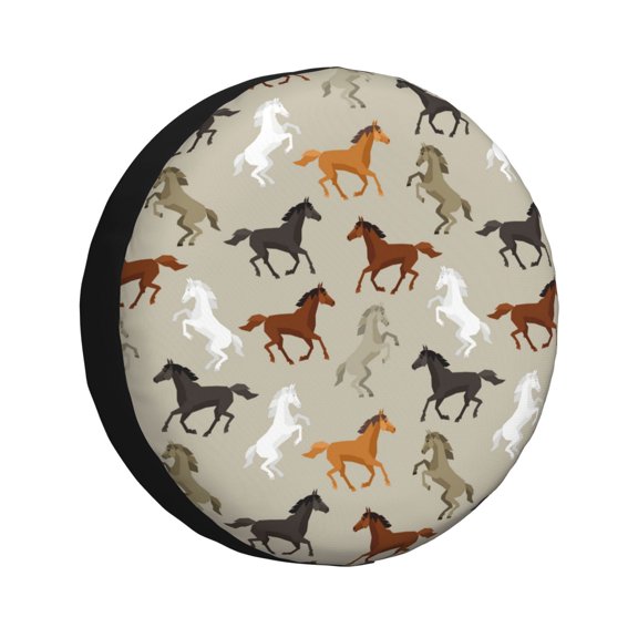 Rv Spare Tire Cover 17 inch - Modern Cool Horse Tire Covers for Trailers, Adjustable Camper Spare Tire Cover