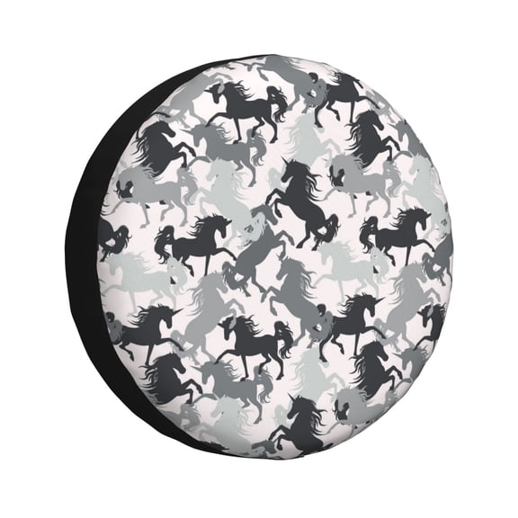 Rv Spare Tire Cover 17 inch - Modern Minimalist Cool Horse Tire Covers for Trailers, Adjustable Camper Spare Tire Cover