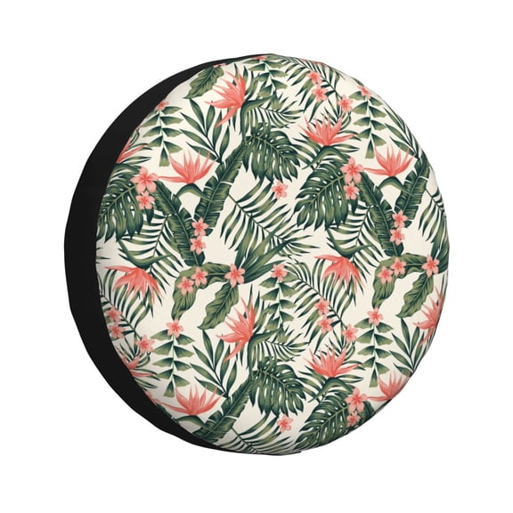Rv Spare Tire Cover 17 inch - Palm Trees and Tropical Tire Covers for Trailers, Adjustable Camper Spare Tire Cover