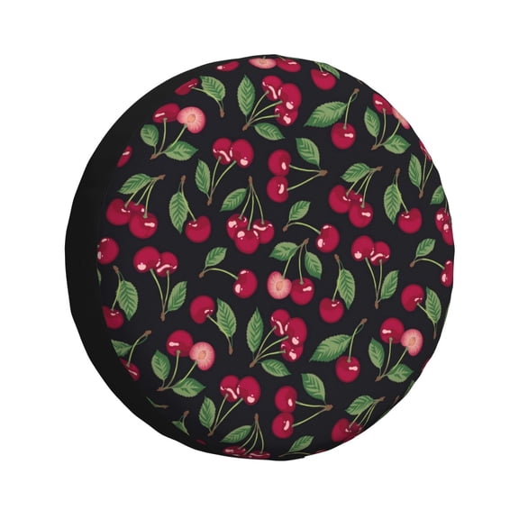 Rv Spare Tire Cover 17 inch - Ripe Red Cherry Tire Covers for Trailers, Adjustable Camper Spare Tire Cover