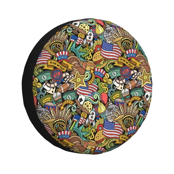 Rv Spare Tire Cover 17 inch - USA 1 Tire Covers for Trailers, Adjustable Camper Spare Tire Cover