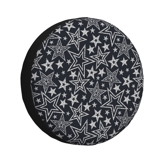 Rv Spare Tire Cover 17 inch - White Star Tire Covers for Trailers, Adjustable Camper Spare Tire Cover