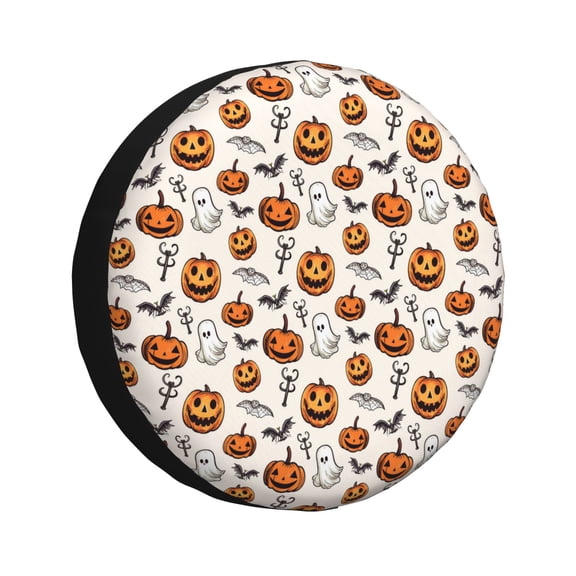 Rv Spare Tire Cover 17 inch - bat halloween pumpkin Tire Covers for Trailers, Adjustable Camper Spare Tire Cover