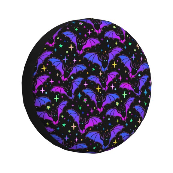 Rv Spare Tire Cover 17 inch - colorful halloween bat Tire Covers for Trailers, Adjustable Camper Spare Tire Cover