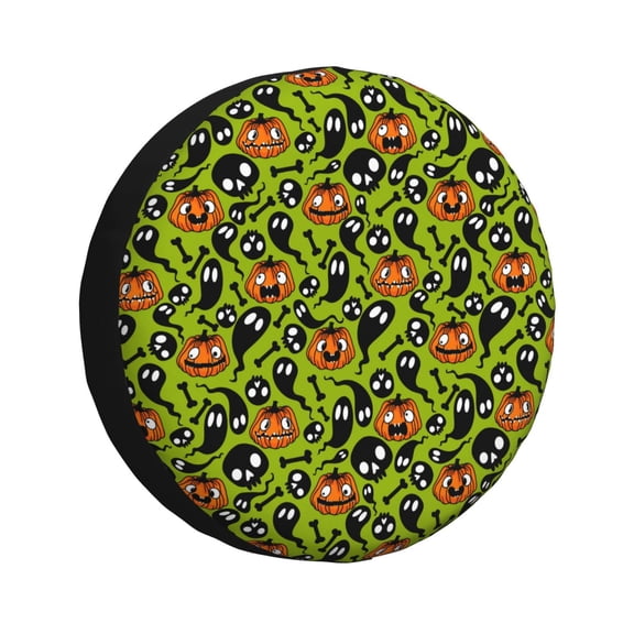 Rv Spare Tire Cover 17 inch - fun pumpkin halloween Tire Covers for Trailers, Adjustable Camper Spare Tire Cover