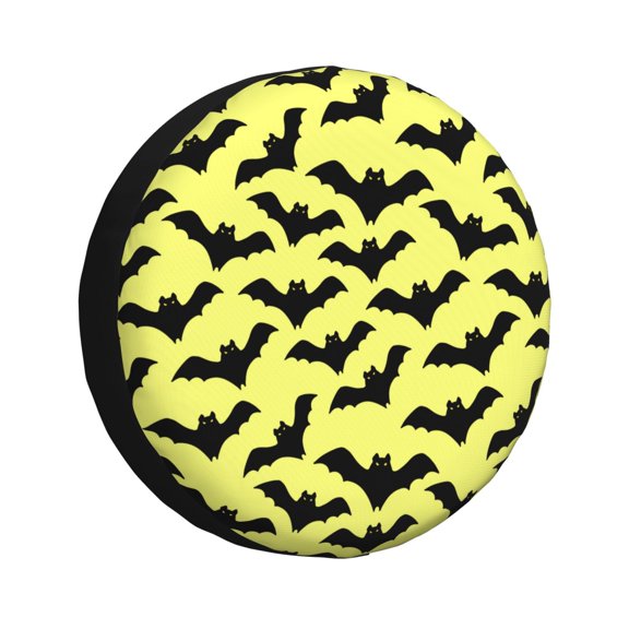 Rv Spare Tire Cover 17 inch - funny cartoon bats Halloween yellow Tire Covers for Trailers, Adjustable Camper Spare Tire Cover