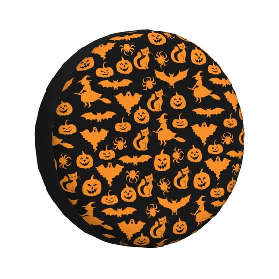 Rv Spare Tire Cover 17 inch - halloween bat witch Tire Covers for Trailers, Adjustable Camper Spare Tire Cover