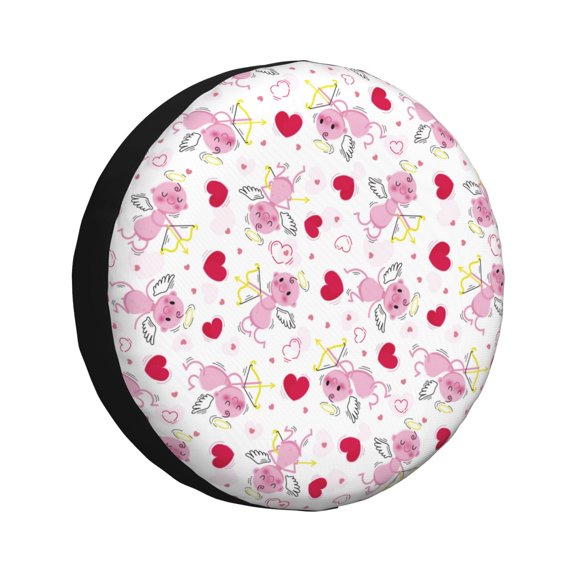 Rv Spare Tire Cover 17 inch - pink angel Tire Covers for Trailers, Adjustable Camper Spare Tire Cover