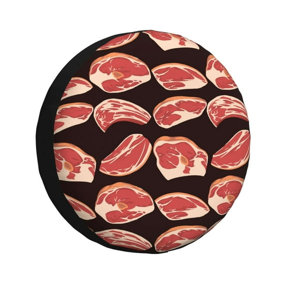 Rv Spare Tire Cover 17 inch - steak print B Tire Covers for Trailers, Adjustable Camper Spare Tire Cover