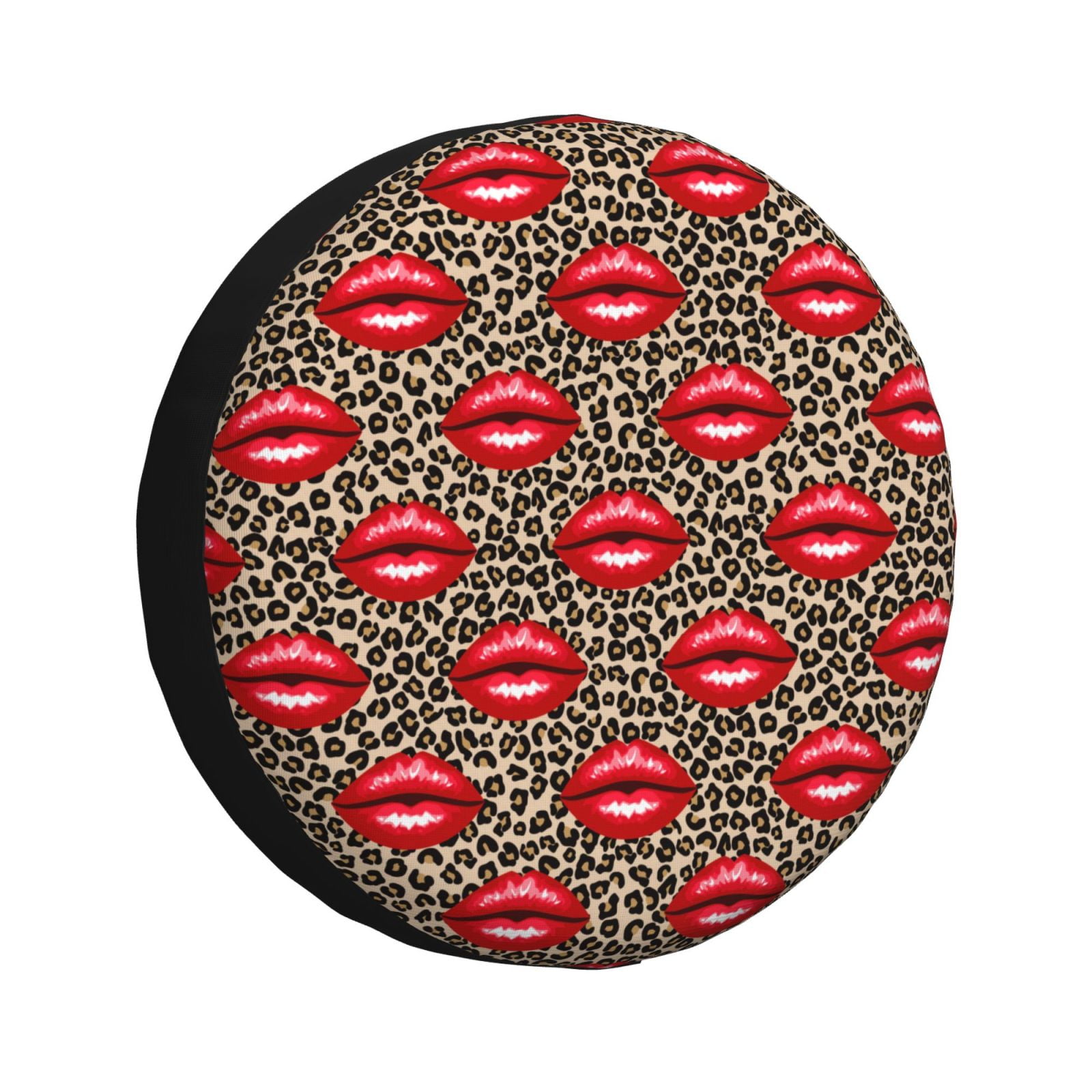 Rv Spare Tire Cover, Bright red lips leopard Adjustable Camper Spare