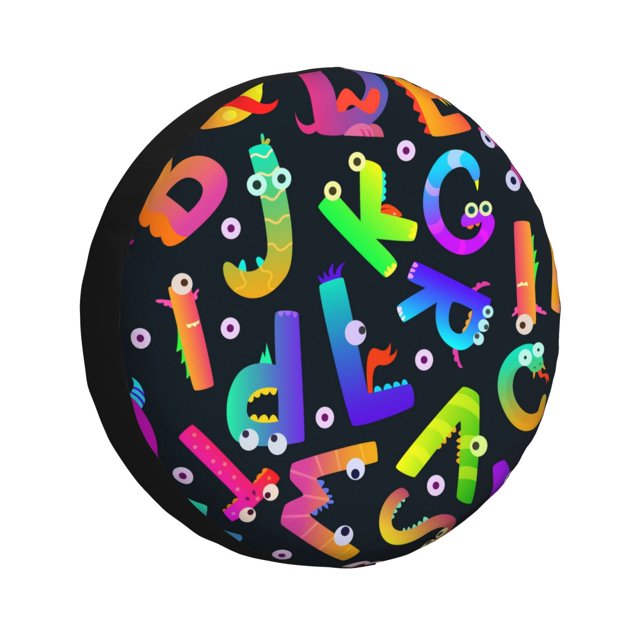 Rv Spare Tire Cover, Funny Alphabet Monster Adjustable Camper Spare