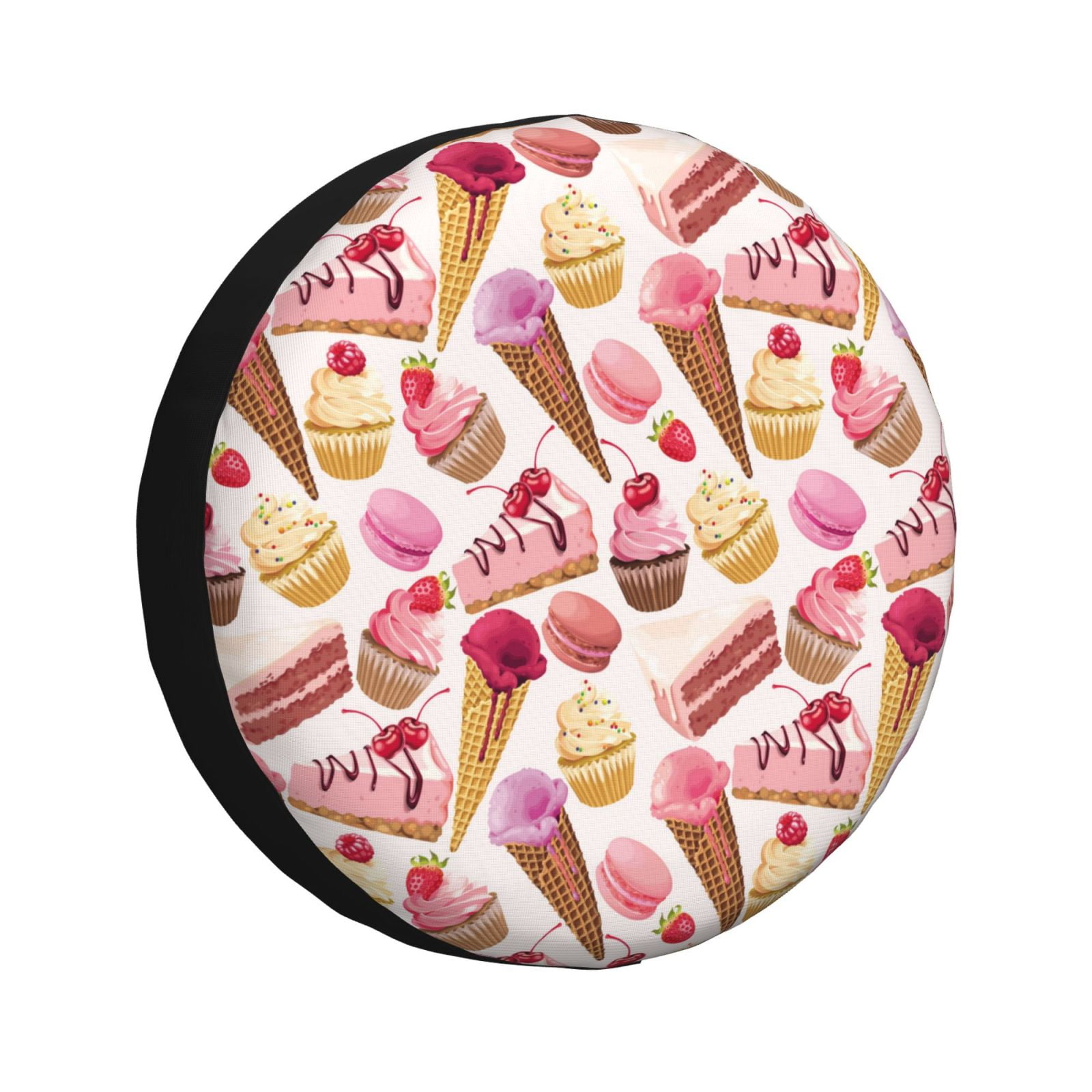 Rv Spare Tire Cover, Ice Cream Cake Print Pink Adjustable Camper Spare