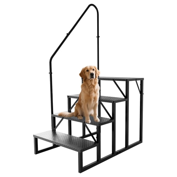 Rv Steps With Handrail Heavy Duty 4 Step Camper Stairs Anti Slip Metal Stairs Portable Entry Platform Outdoor Stepping Stool For Travel Trailers Mobile Homes Hot Tubs Black