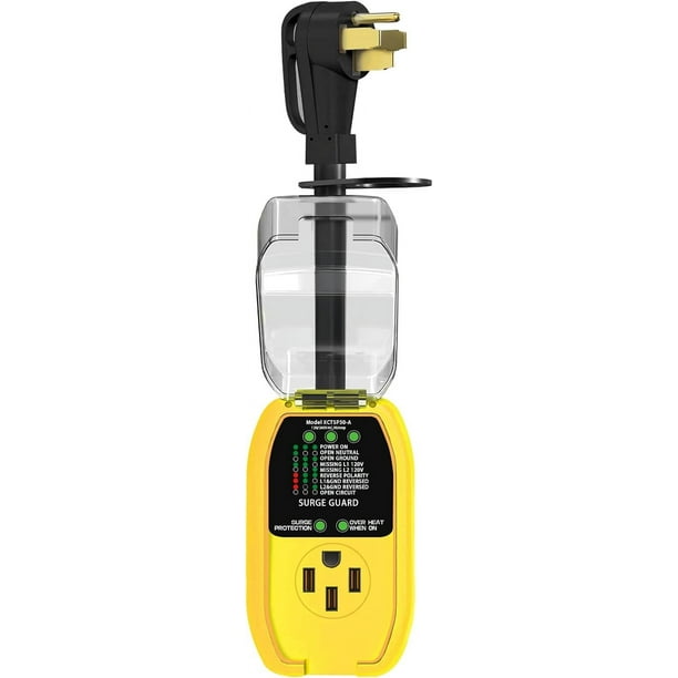 Rv Surge Protector 50 Amp with Waterproof Cover,Smart Circuit Analyzer