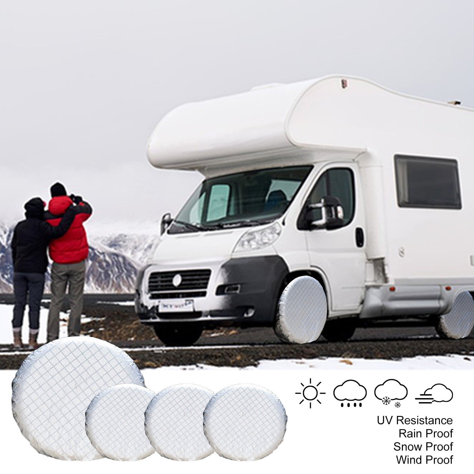 4-Pack Heavy Duty RV Tire Covers Waterproof UV Protected For