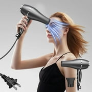 Rvasteizo 2200W Hair Dryer With Diffuser-Lightweight Travel Blow Dryer For Normal And Curly Hair Includes Volume Styling Nozzle, Gray