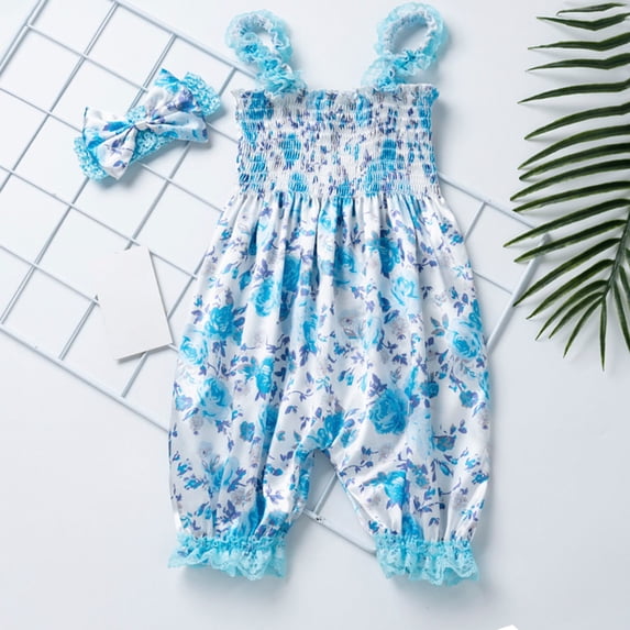 Rvasteizo Baby Girls Romper Set Strap Pants Classic with Hairpin for 0-24Months