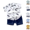 thumbnail image 1 of Rvasteizo Boy Outfits Print Short Sleeve Stand Collar Top Shorts Button 1-5Years, 1 of 4