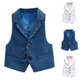 thumbnail image 1 of Rvasteizo Boys Cardigan Formal Solid Button Sleeveless Coat for 2 to 15Years Big Boys, 1 of 4
