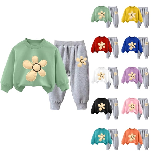 Rvasteizo Toddler Girl Outfits Print Long Sleeve Top Pants Casual Set for Kids