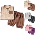 thumbnail image 1 of Rvasteizo Boys Girls Outfit Set Solid Sleeveless Top Long Pant With Cuff Pocket Toddler Loungewear Outfit for 0-10 Years, 1 of 5