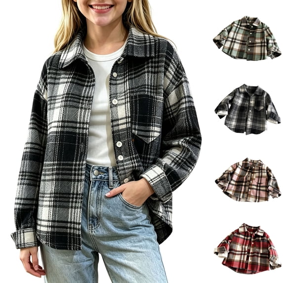 Rvasteizo Boys Girls Shirts Blouses Striped Long Sleeve Casual Outer Shirt Top for Boys Girls 1-12Years