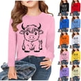 thumbnail image 1 of Rvasteizo Boys Long Sleeve Shirts Cow Print Crew Neck Long Sleeve Tshirt Airy Basic Wear for 2 to 15 Years Youth Daily, 1 of 5