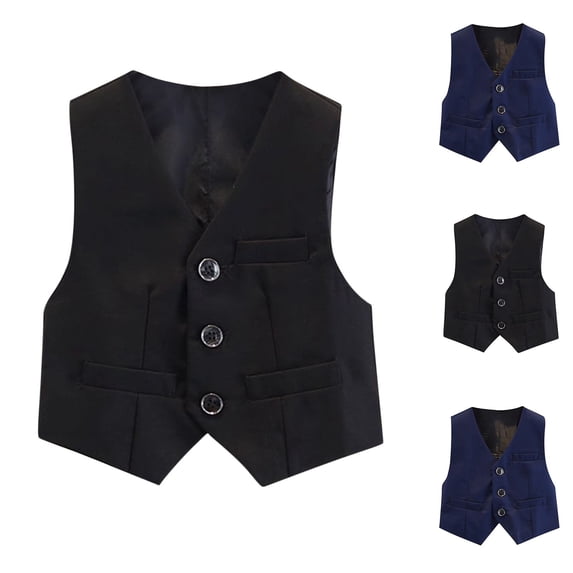 Rvasteizo Boys Cardigan Formal Solid Button Sleeveless Coat for 2 to 15Years Big Boys
