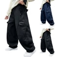 thumbnail image 1 of Rvasteizo Boys School Cargo Pants Fall Winter Elastic Waist Cotton Solid Casual Loose Cutting with Pocket 7 Years, 1 of 5
